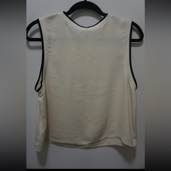Theory Womens Silk Tank Top Cream Office Muscle White Medium - Picture 3 of 4